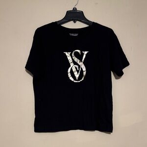 Victoria's Secret Black Tee with Silver Emblem